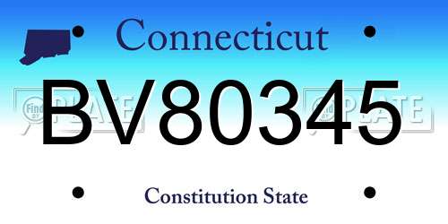 BV80345 Connecticut License Plate