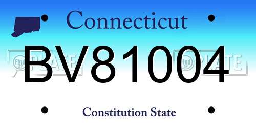 BV81004 Connecticut License Plate