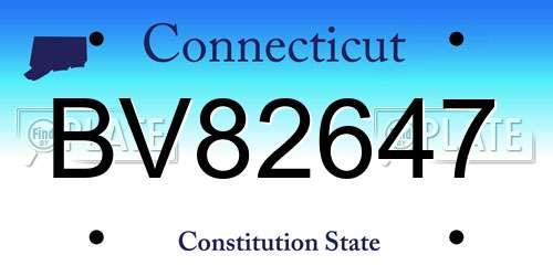 BV82647 Connecticut License Plate