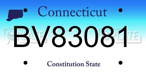 BV83081 Connecticut License Plate