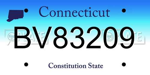 BV83209 Connecticut License Plate
