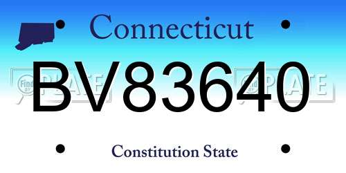 BV83640 Connecticut License Plate