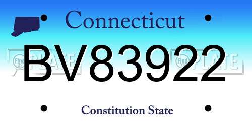 BV83922 Connecticut License Plate