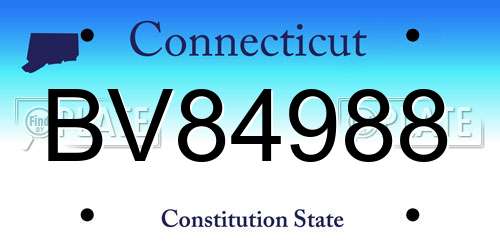 BV84988 Connecticut License Plate