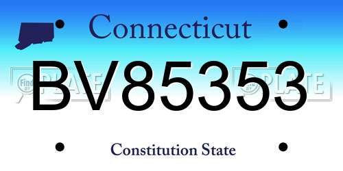 BV85353 Connecticut License Plate