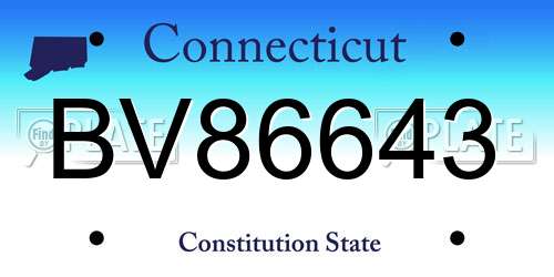 BV86643 Connecticut License Plate