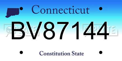BV87144 Connecticut License Plate