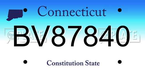 BV87840 Connecticut License Plate