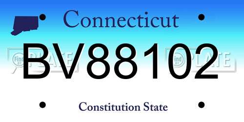 BV88102 Connecticut License Plate