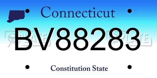 BV88283 Connecticut License Plate