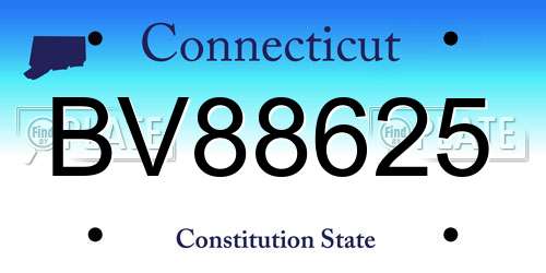 BV88625 Connecticut License Plate