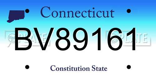 BV89161 Connecticut License Plate