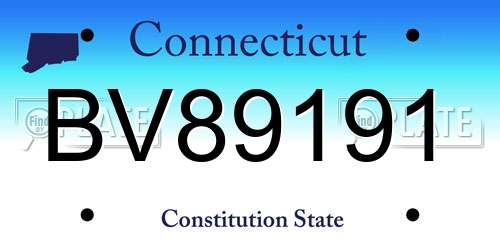 BV89191 Connecticut License Plate