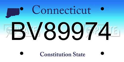 BV89974 Connecticut License Plate