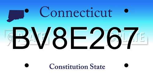 BV8E267 Connecticut License Plate