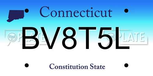 BV8T5L Connecticut License Plate