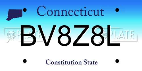 BV8Z8L Connecticut License Plate