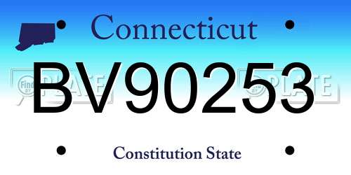 BV90253 Connecticut License Plate