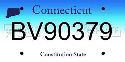 BV90379 Connecticut License Plate