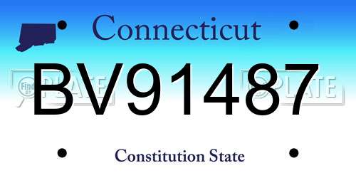 BV91487 Connecticut License Plate