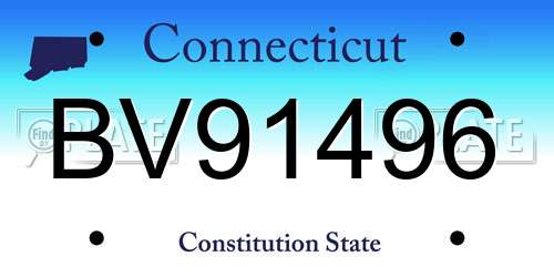 BV91496 Connecticut License Plate