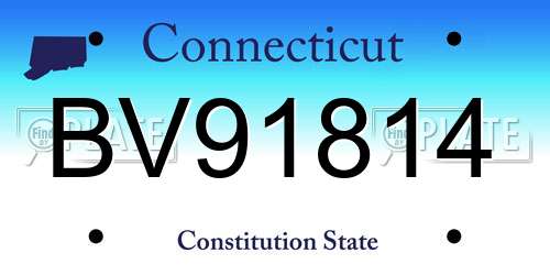 BV91814 Connecticut License Plate