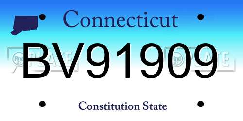 BV91909 Connecticut License Plate