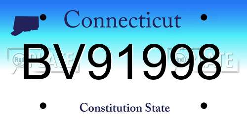 BV91998 Connecticut License Plate