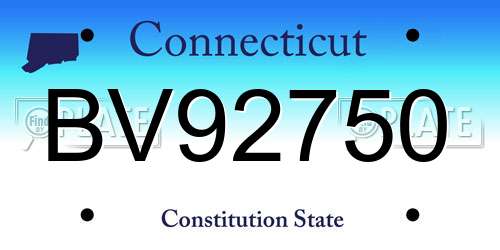 BV92750 Connecticut License Plate