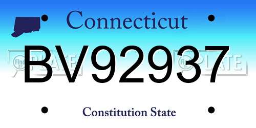 BV92937 Connecticut License Plate