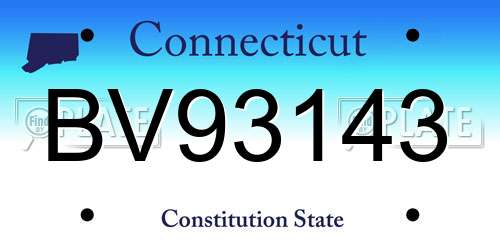 BV93143 Connecticut License Plate