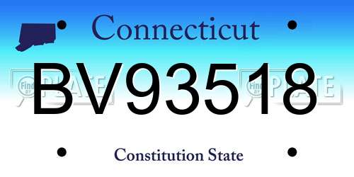 BV93518 Connecticut License Plate