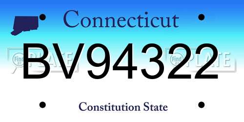 BV94322 Connecticut License Plate