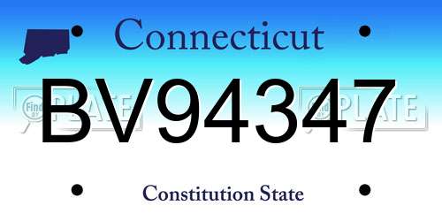 BV94347 Connecticut License Plate
