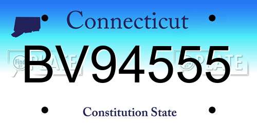 BV94555 Connecticut License Plate
