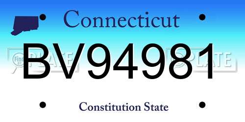 BV94981 Connecticut License Plate
