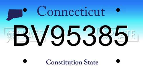 BV95385 Connecticut License Plate
