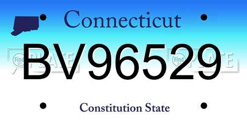 BV96529 Connecticut License Plate
