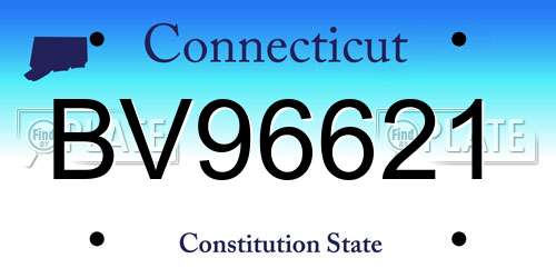 BV96621 Connecticut License Plate