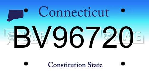 BV96720 Connecticut License Plate