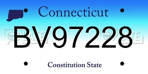 BV97228 Connecticut License Plate