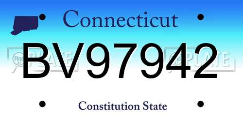 BV97942 Connecticut License Plate