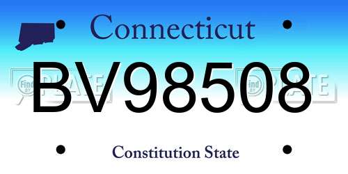 BV98508 Connecticut License Plate