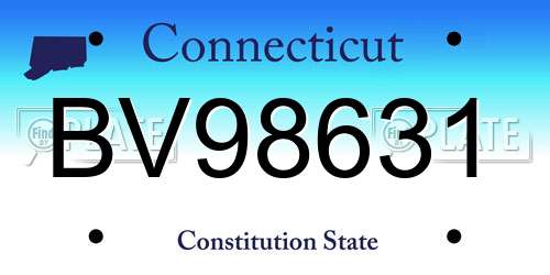 BV98631 Connecticut License Plate