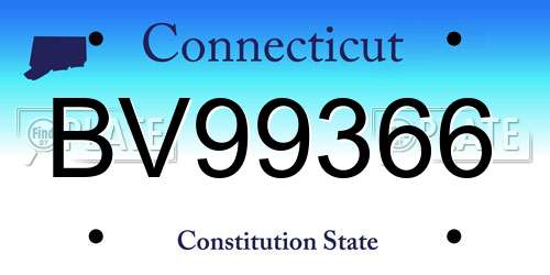 BV99366 Connecticut License Plate
