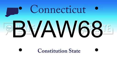 BVAW68 Connecticut License Plate