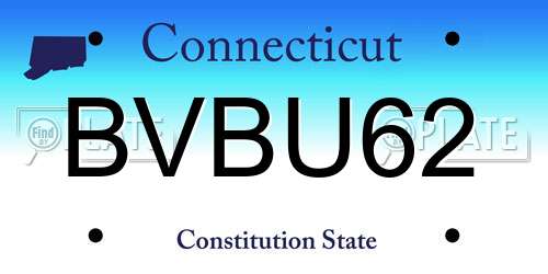 BVBU62 Connecticut License Plate