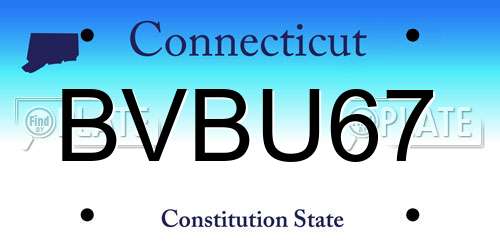 BVBU67 Connecticut License Plate