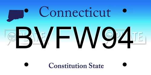 BVFW94 Connecticut License Plate