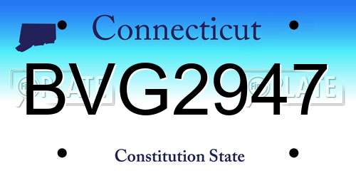 BVG2947 Connecticut License Plate